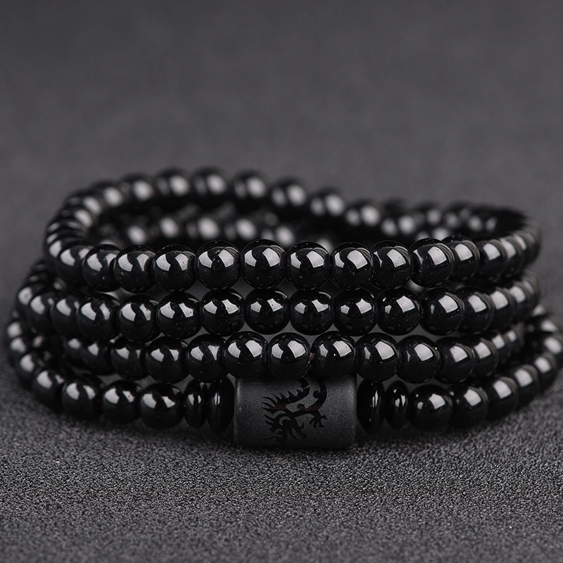 Браслет из обсидиана для мужчин и женщин пара стильных студенческих личностей