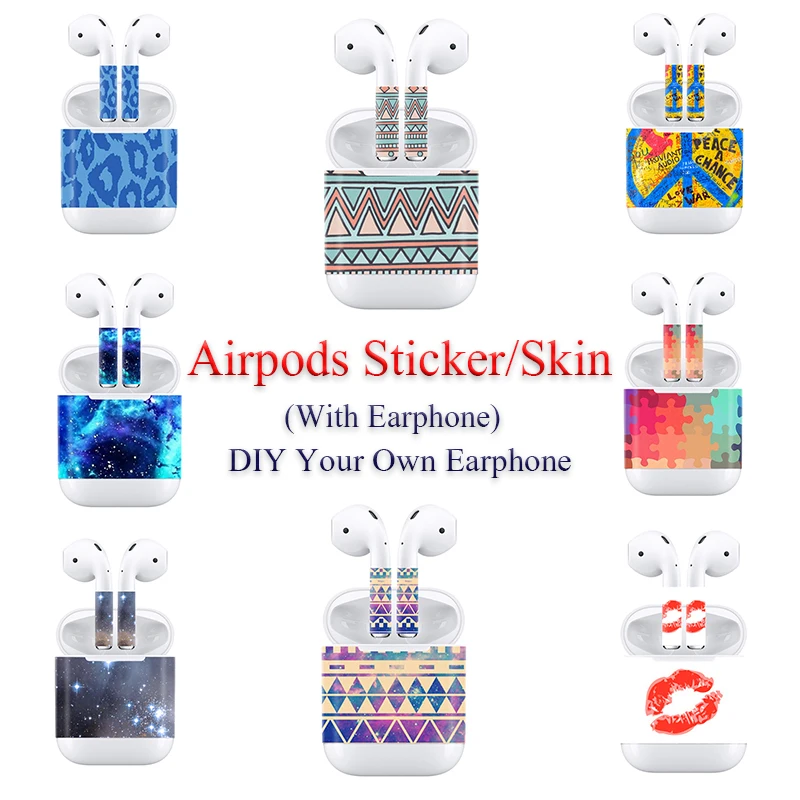 Новинка 2019! Наклейки Airpods с геометрическим рисунком для Apple 3M ПВХ наклейки