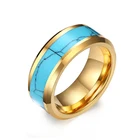 Голубой бирюзовый золото вольфрамовые карбидные кольца для мужчин и Дамская мода ювелирные изделия, обручальные кольца, кольца юбилей США Размеры для возраста от 7 до 15