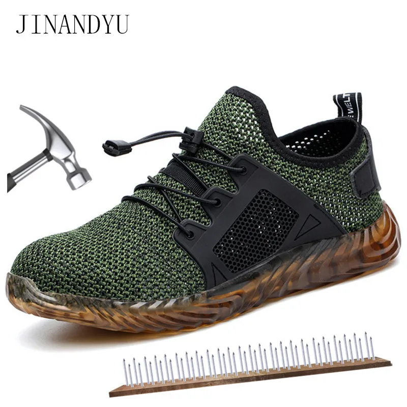 

Summer Steel Toe Safety Shoes for Men Working Shoes Casual Lightweight Mesh Work Shoes Industrial Anti-smashing Safety Boots