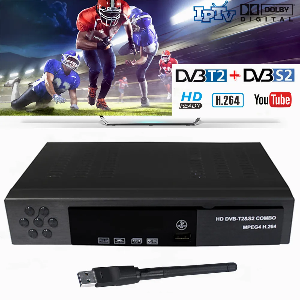 Vmade HD цифровой наземный спутниковый ресивер DVB-T2 DVB-S2+ USB wifi Поддержка H.264 Cccam Dolby Youtube комбо-приставка