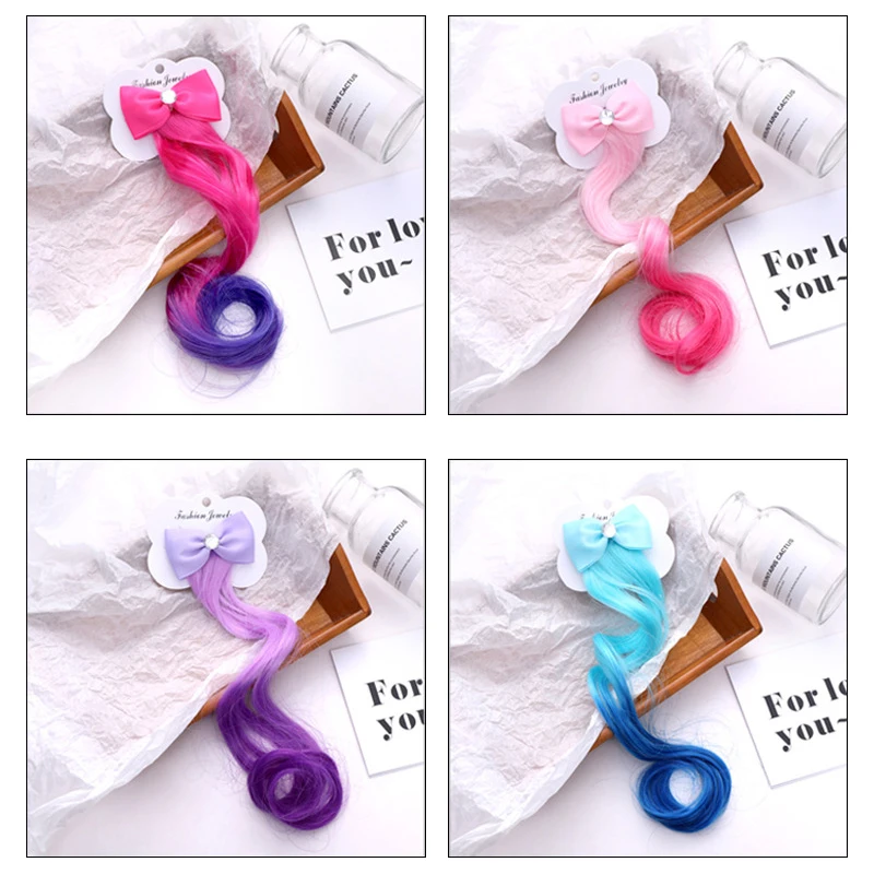 Заколки для волос с бантом девочек длинные заколки парика модные детские