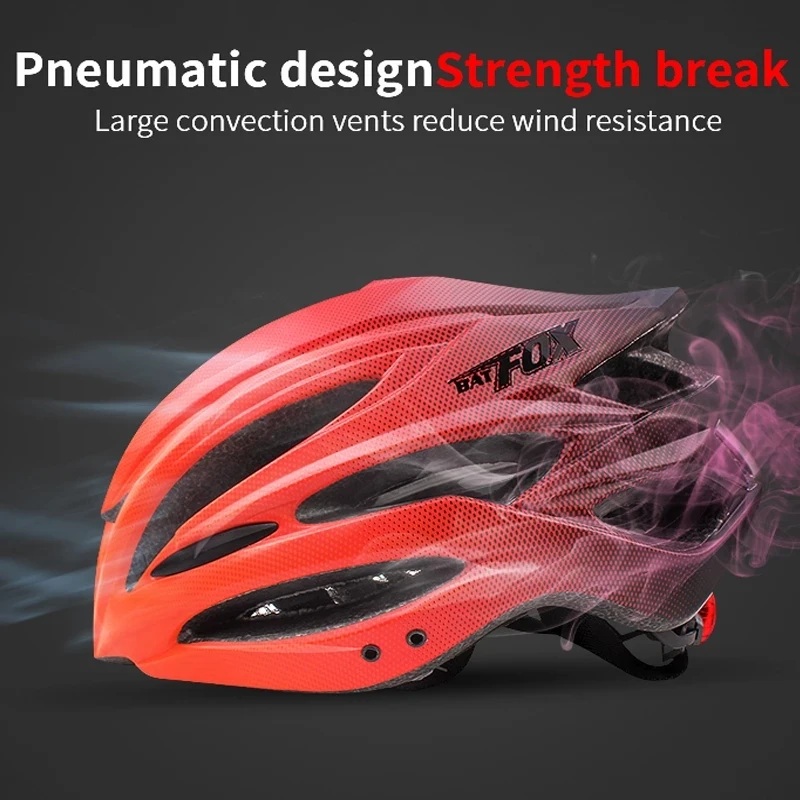 

BATFOX Cycling Helmet with Light In-mold Bike Ultralight helmet Intergrally-molded Road Mountain Bicycle Helmets Safety Cap Men