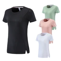 new yoga shirts gym sport patchwork tops bottom open quick dry breathable workout training short sleeves women summer running t
