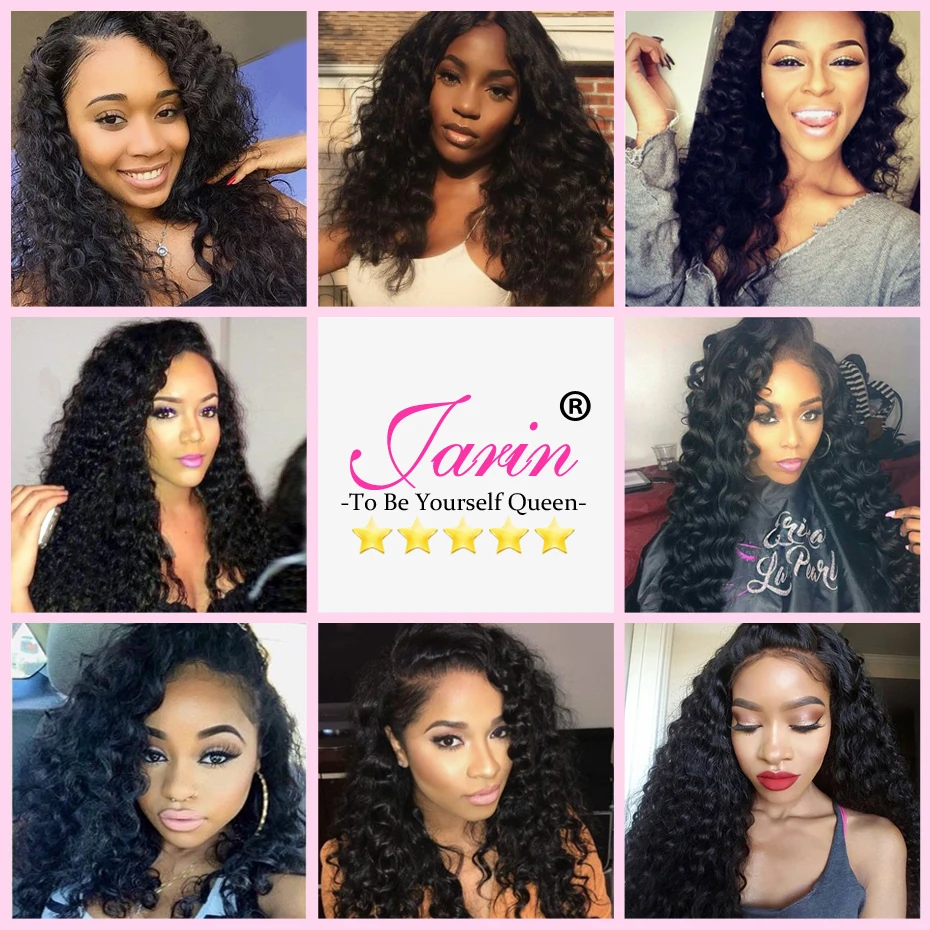 Перуанские пряди волос с глубокой волной и кружевной фронтальной застежкой 13x4 от