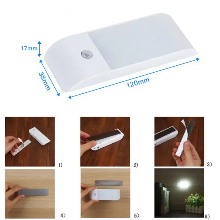 Night Light Stick Magnetic Strip USB LED Motion sensor Detector for stairway drawer under-cabnet pantry wardrode bookshelf | Освещение
