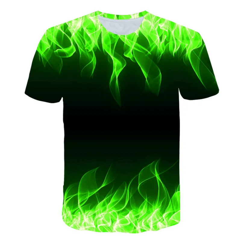 

2021 children's round neck T-shirt blue eye-catching 3D casual color animation T-shirt children's short-sleeved T-shirt