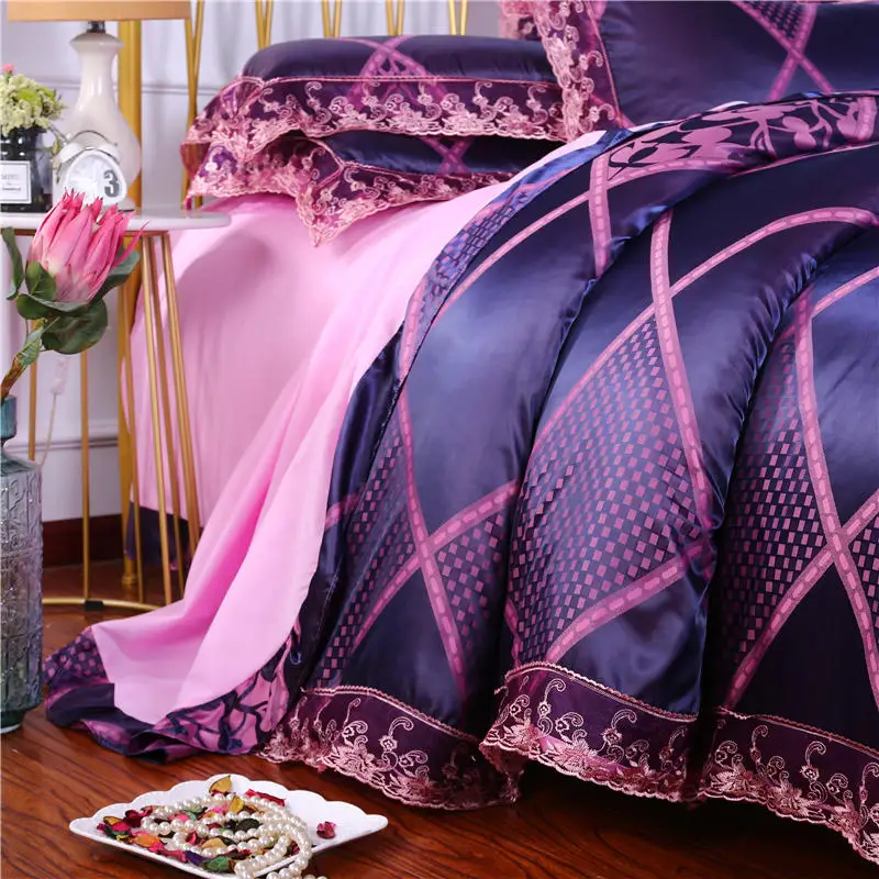 Кружевные комплекты постельного белья сатиновый жаккардовый Комплект в