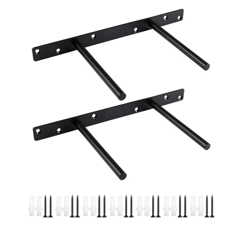

2 Pcs 12 Inch Black Floating Shelf Bracket Blind Shelf Supports Brackets for Floating Wood Shelves