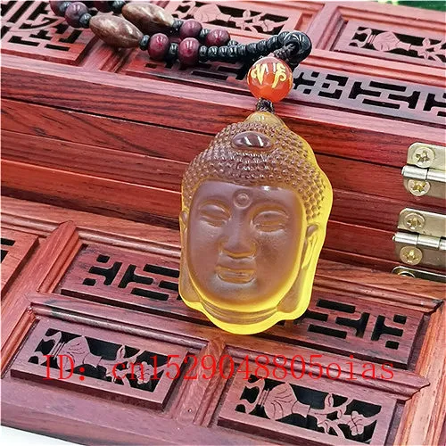 Натуральный белый желтый кристалл кулон в виде головы Будды ожерелье Модные