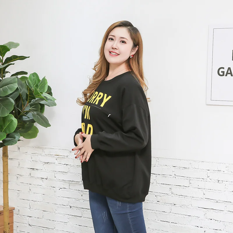 Хлопковая футболка с длинными рукавами для беременных женщин на осень и зиму