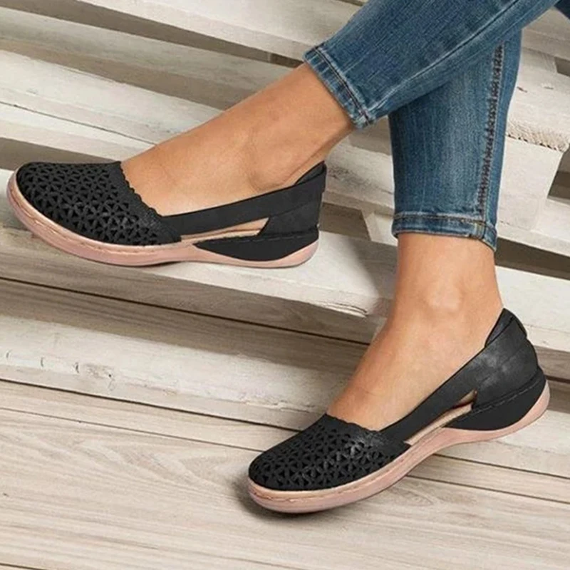 

Summer Women Wedges Orthopedic Sandals Office Shoes Woman Hollow Out Vintage Shoes Slip on Casual Sewing Ladies Bunion Sandals