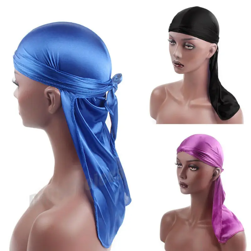 

New Women Hat Unisex Men Women Solid Headscarf Headwear Soft Silk Pirate Cap Wrap Fashion Bandage Wrap Adult Head Wrap 2020