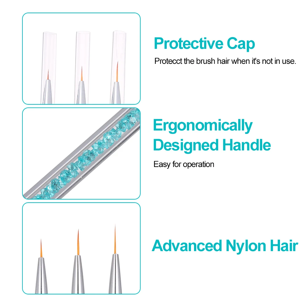 5 шт. подводка для дизайна ногтей УФ-гелевая ручка рисования кисть 5/7/9/11/13 мм