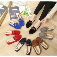 2020 winter fashion the new cotton shoes women flock casual slip on round toe butterfly knot short plush thicken keep warm solid