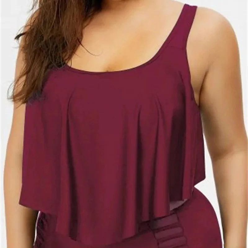 Женский купальник большого размера бикини с завышенной талией купальный костюм