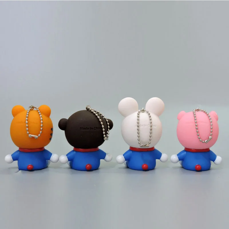 

Cute Cartoon Zodiac signs Doraemon Girl Boy Toys Fur Ball Keychain Women Leather Strap Metal Key Ring Chains Car Bag