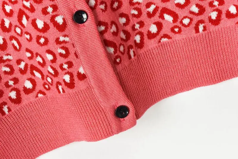 New Autumn Cardigans Women Sweet Peter Pan Collar Leopard Pattern Single Breasted Knitted Sweater Jacket Jumper Top pull femme |