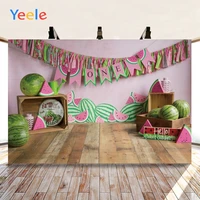 yeele happy birthday watermelon wood flooring vinyl background backdrop photophone baby photo studio for decor customized size