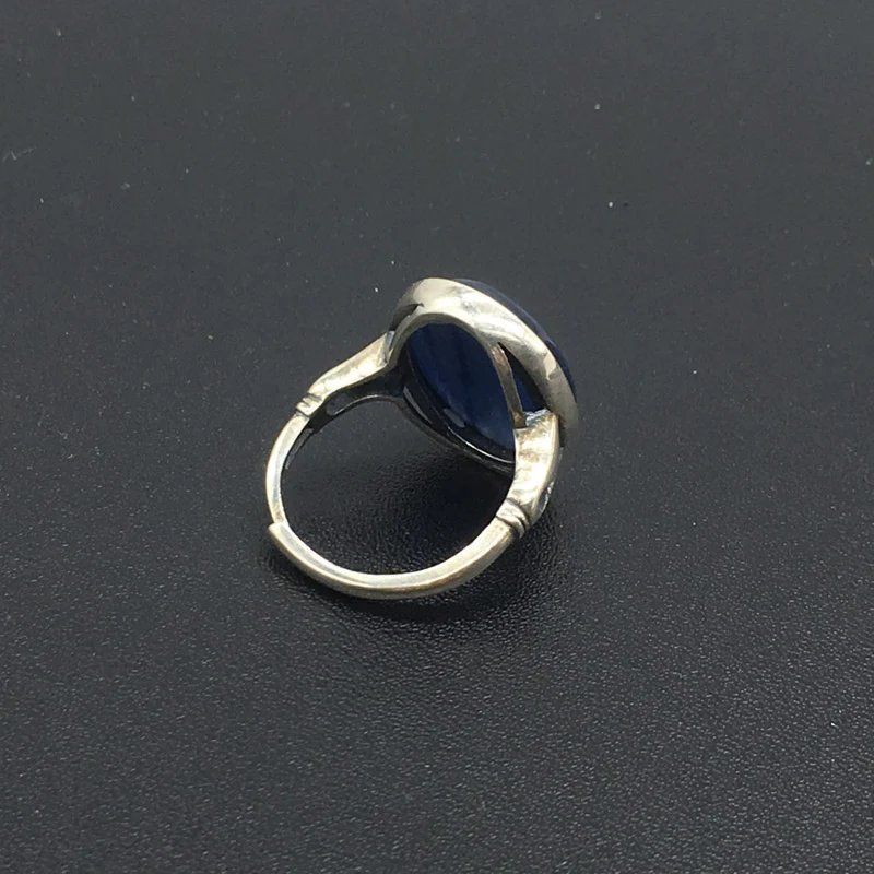 Женское кольцо из серебра 925 пробы с натуральным кианитом 15 х20 мм | Украшения и