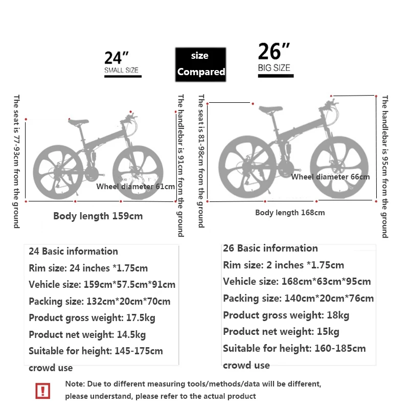 Складной велосипедный велосипед 26 дюймовые стальные 21 скоростные велосипеды