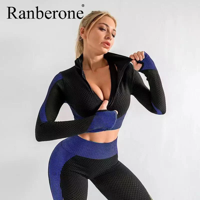 Sport Set Women Long Sleeve Top Leggings Sport Women Fitness High Waist Casual Sport Suit Women Tracksuit Set Gym Clothing 2020
