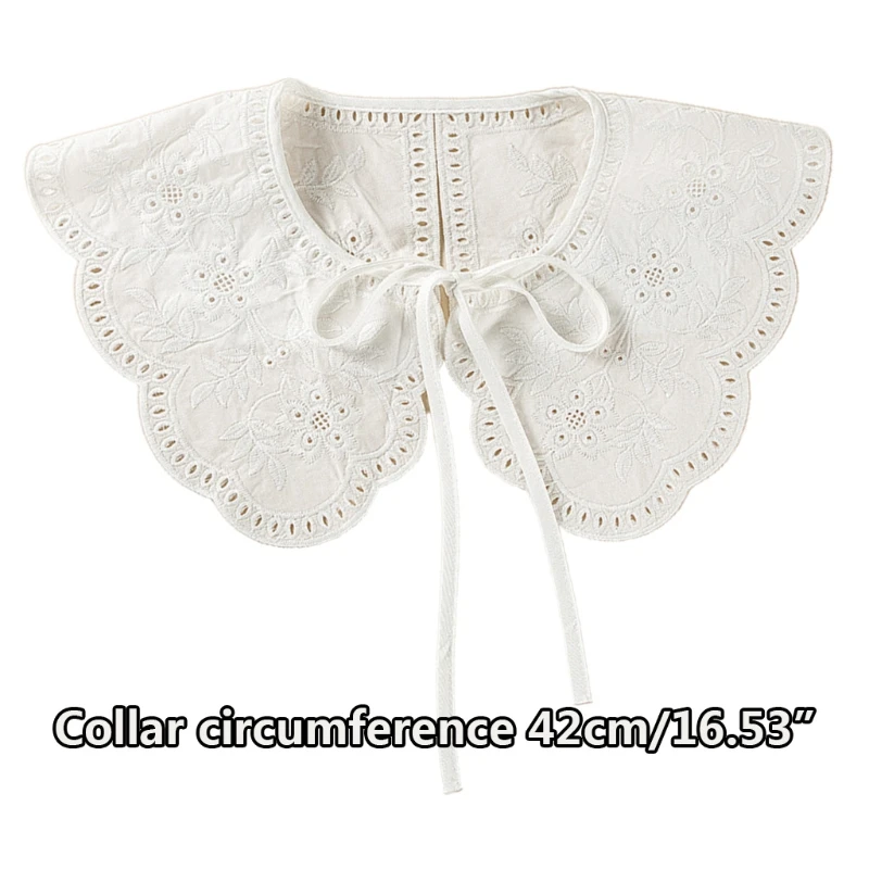

Korean Style Decorative Fake Collar Shawl Wrap Hollow Out Embroidery Sunflower Leaves Lace Necklace Vintage Short Poncho