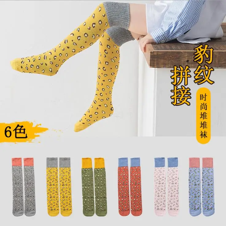 Чулки в стиле хип хоп с леопардовым принтом для девочек и чулки до бедра носки