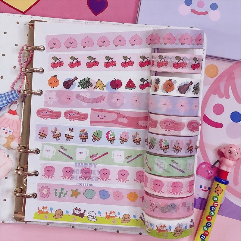 

Ins Hot Cartoon Fruit Animal And Paper Adhesive Tape 14 Models Kawaii Korea Washi Tape Hand Account Decorative Masking Tape