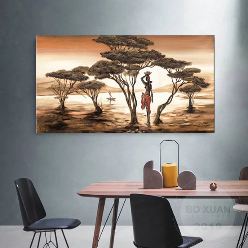 Украшение для гостиной в скандинавском стиле живопись с деревом Африканская