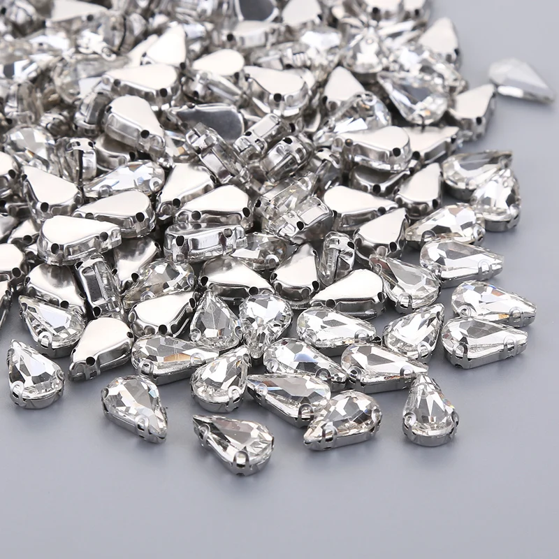 Многоразмерные Швейные стеклянные прозрачные кристаллические серебряные