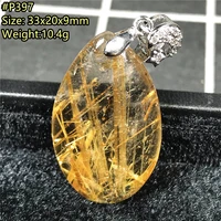 natural gold rutilated quartz pendant for woman lady man healing wealth gift crystal beads silver reiki gemstone jewelry aaaaa