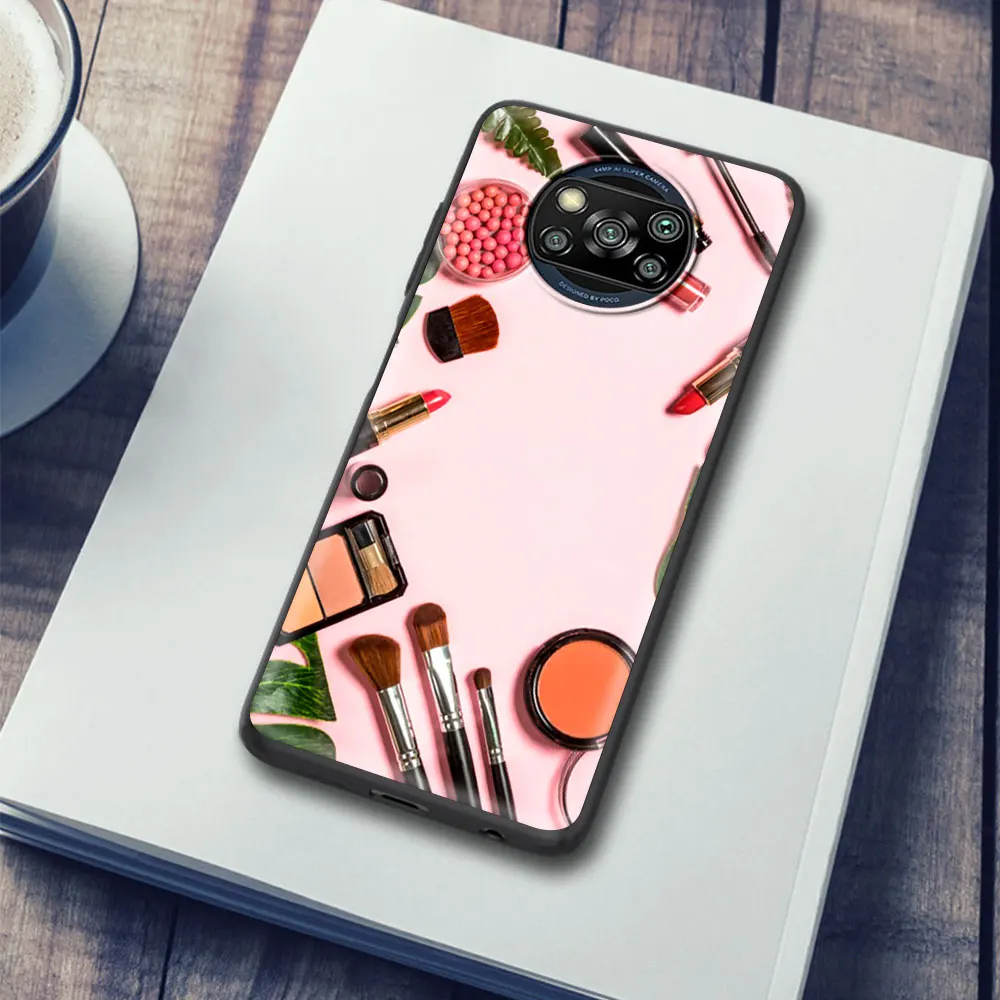 

Phone Cover For Xiaomi Mi Poco X3 NFC 11 10T Pro 9T CC9 Note 10 Lite Black Soft Casos Mobile Case Makeup Cosmetics Lipstick