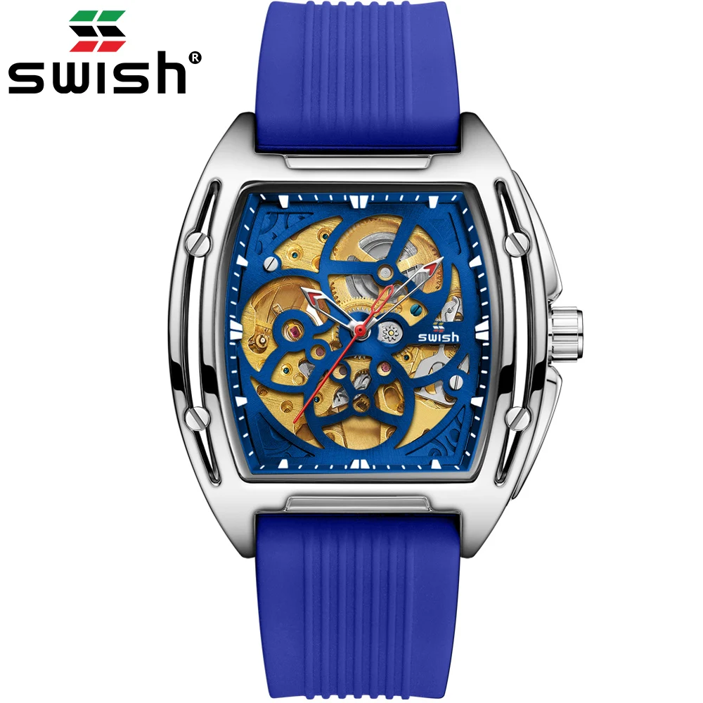 Спортивные Автоматические наручные часы SWISH мужские Модные механические