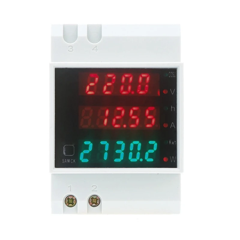

100A AC80 - 300V Digital Multifunctional DIN Rail Voltage Meter Voltmeter White Power Factor