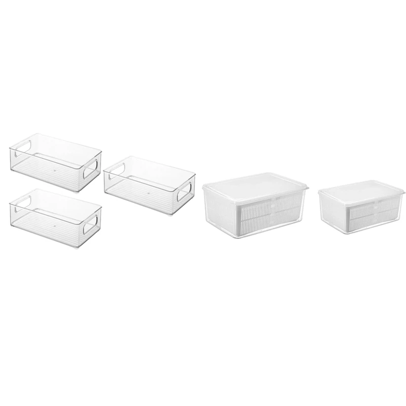 

3 Pack Plastic Kitchen Pantry Cabinet With Fresh Produce Vegetable Fruit Storage Containers