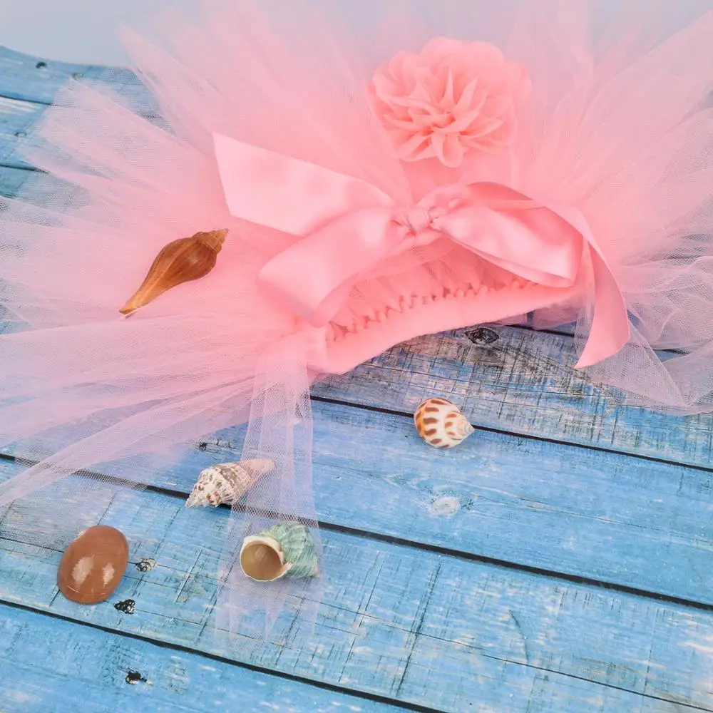 Розовая однотонная пушистая юбка-пачка и повязка на голову для маленьких девочек