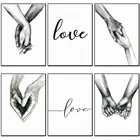 Простые черно-белые буквы, сделай сам, живопись по номерам, ручная работа, любовь, картина по номерам 40x50, подарок на день Святого Валентина