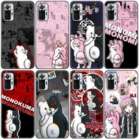 cute danganronpa monokuma monomi phone case for xiaomi redmi note 11 10 9 8 pro 11t 10t 10s 9s 8t 9 9a 9c 9t black soft cover