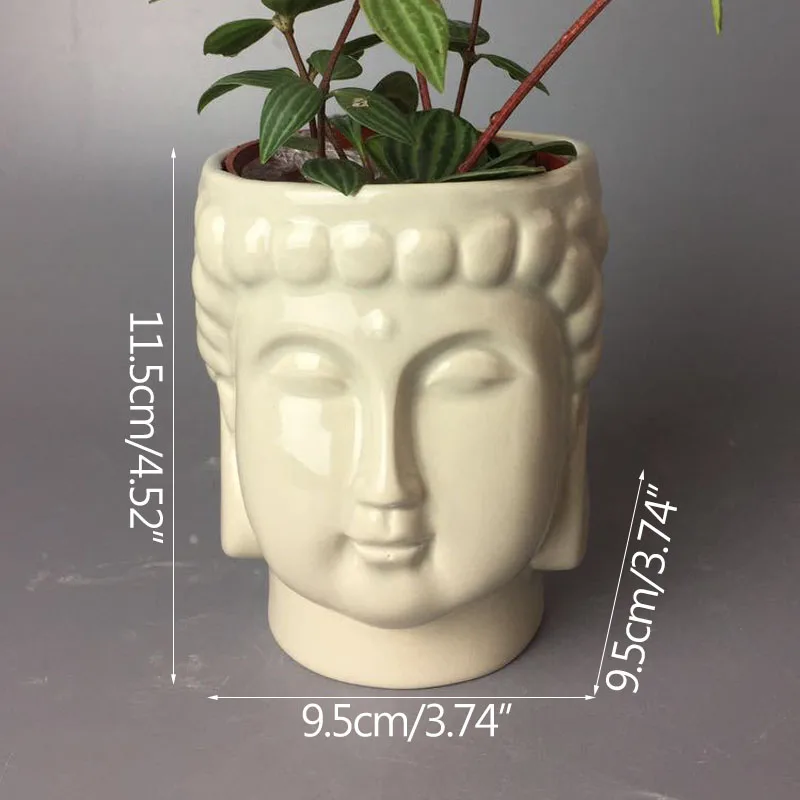 

Strongwell Realistic Buddha Head Hydroponic Flower Pot White Glazed Ceramic Flower Pots Vase Home Office Desktop Decoration