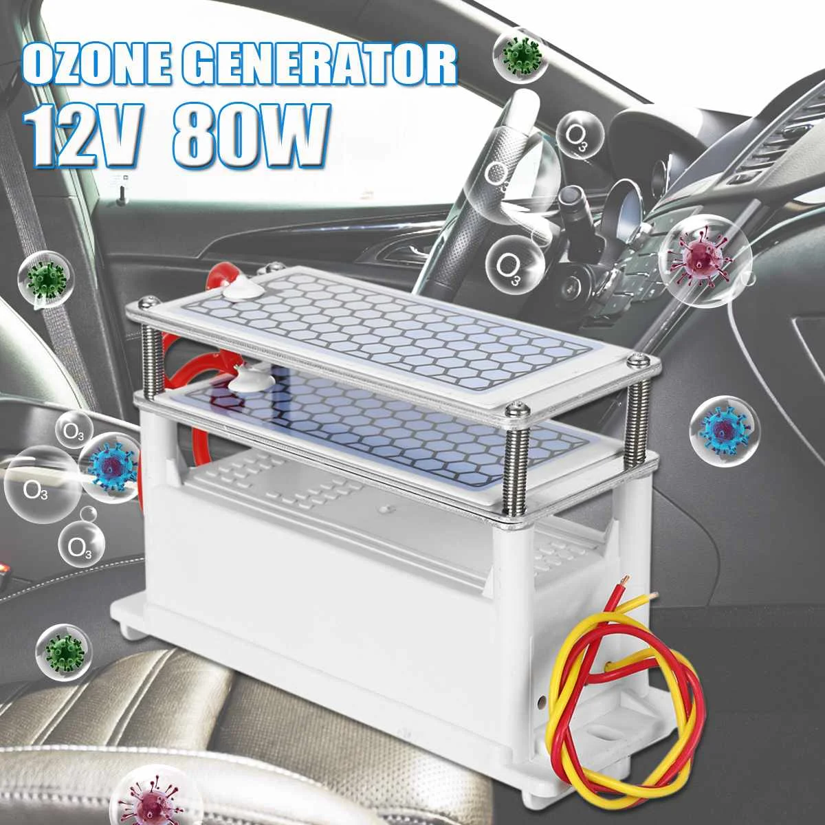 

10g/h 12V Car Air Purifier Freshener Ozone Generator Humidifier Air Purifier Cleaner Car Purifier Ceramic Plate Air Sterilizer