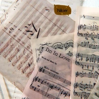 6 14pcs vintage music score background retro material translucent paper decorative sticker diy scrapbooking album bullet journal