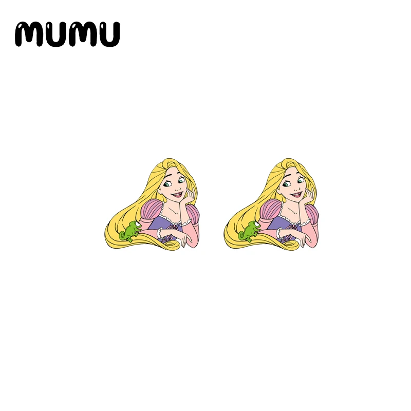 2021 New Princess Rapunzel Stud Earring Cartoon Epoxy Jewelry Resin Acrylic Earrings Handmade Gifts Girl | Украшения и аксессуары