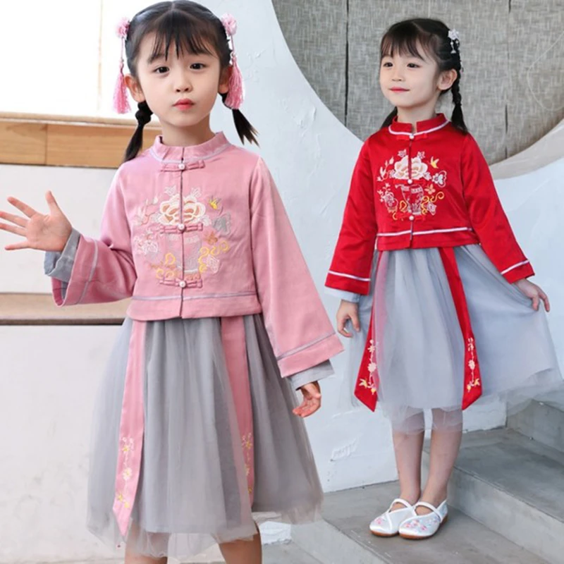 Женский костюм ханьфу тан одежда для девочек китайская детская малышей