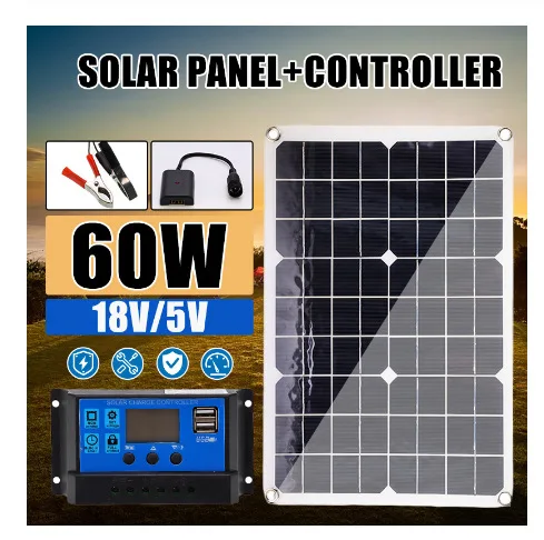 

LISM 20W 18V Solar Panel with Solar Controller Charger Output USB Regulators Monocrystalline Silicon Mobile Phone Charging Board