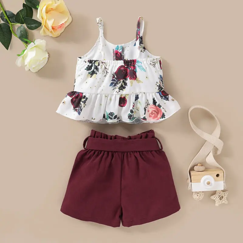 

Toddler Infant Kids Baby Girl Summer Casual Sleeveless Crop Tops + Mini Dress 2pcs Summer Outfits Clothing Set 1-4Y