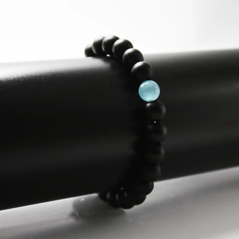 Пара дистанционный браслет натуральный камень синий Инь Янь бусины эластичные