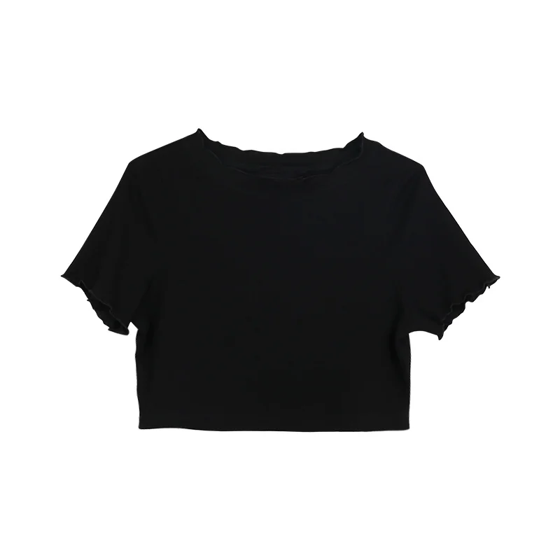

The Smallest Sea Homemade Korean Style Summer New Ins Cute Tree Fungus-like Lacework Short Sleeve Thin Solid Color Half Sleeve