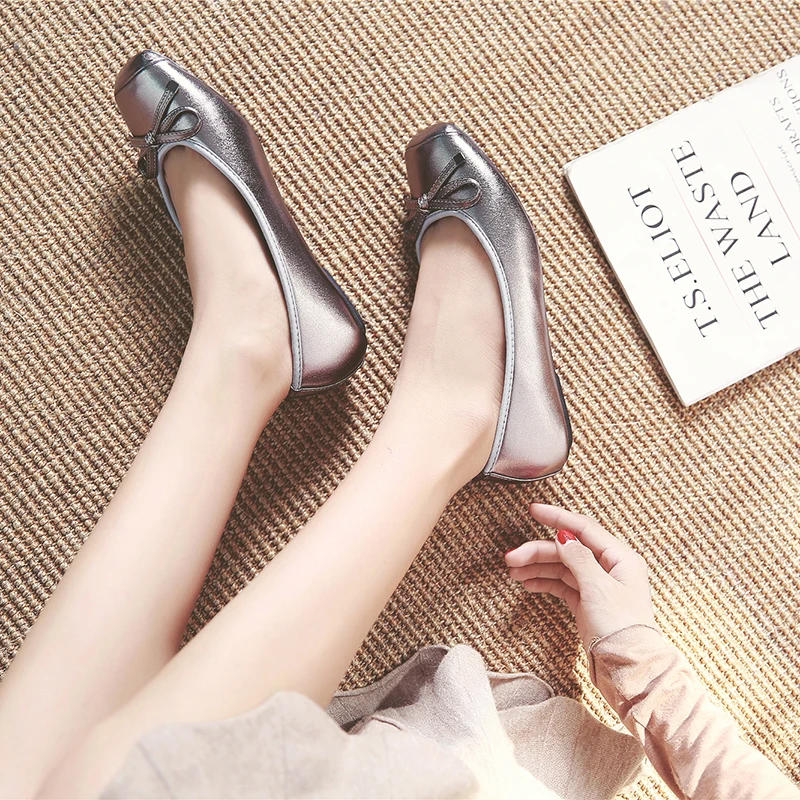 Обувь в горошек 2019 весенние балетки на плоской подошве туфли с квадратным носком