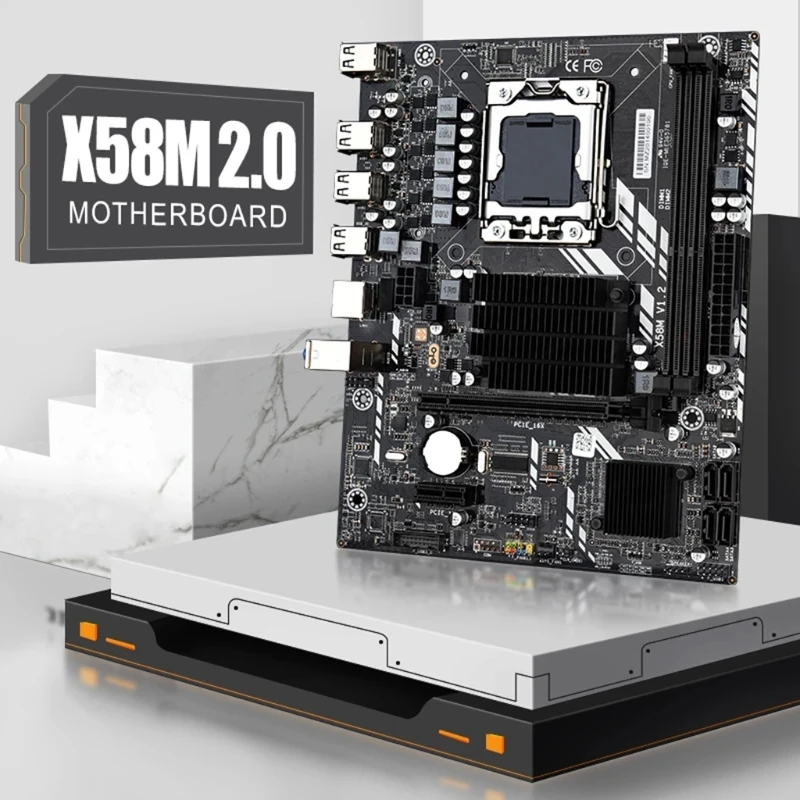 X58M 2,0 двойная материнская плата LGA 1366 USB2.0 PCI-E NVME M.2 SSD DDR3 x 2 слота 32 Гб